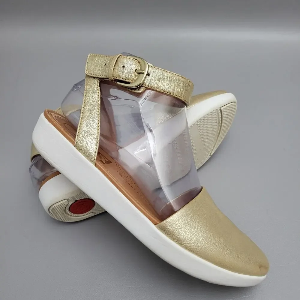 Fitflop Fit Flop Cova Womens Size 6 Ankle Strap Closed Toe Sandal Metallic Gold